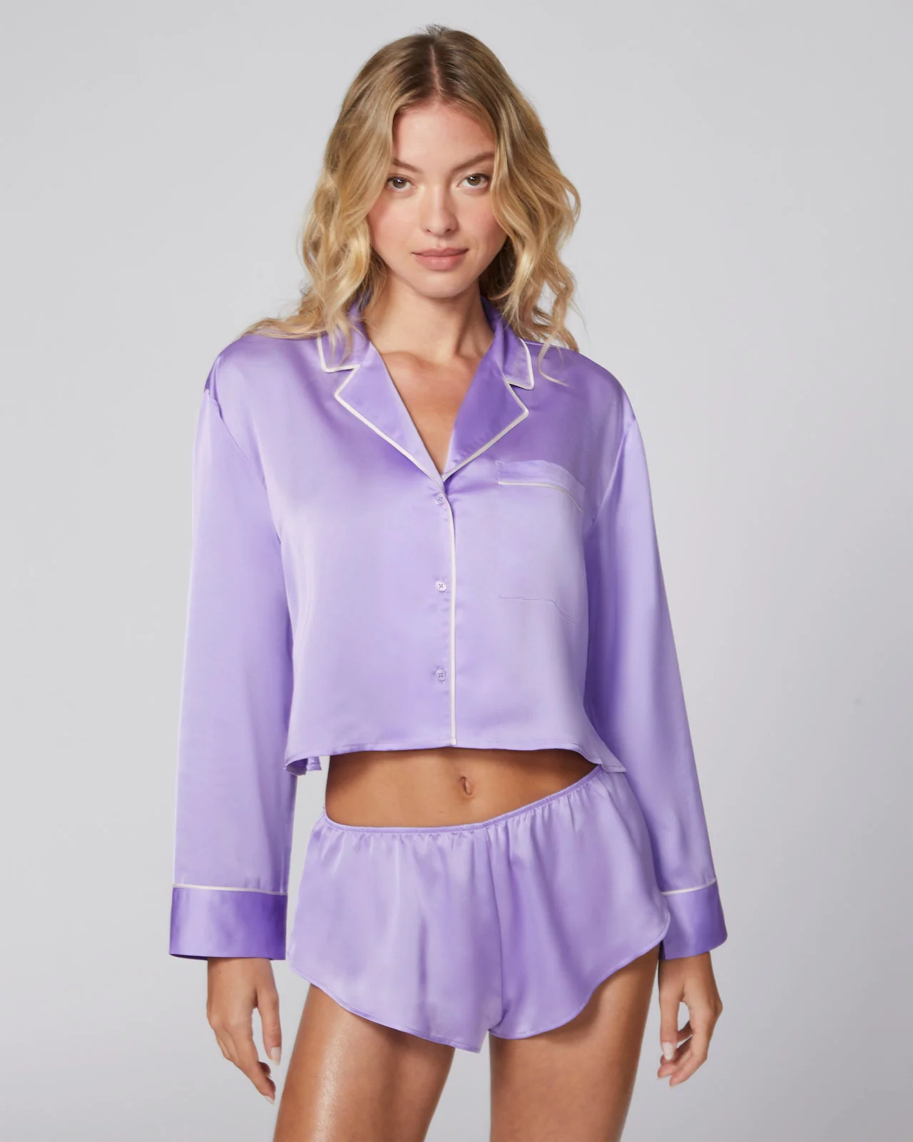 Silky Satin Crop Sleep Shirt - Image 26