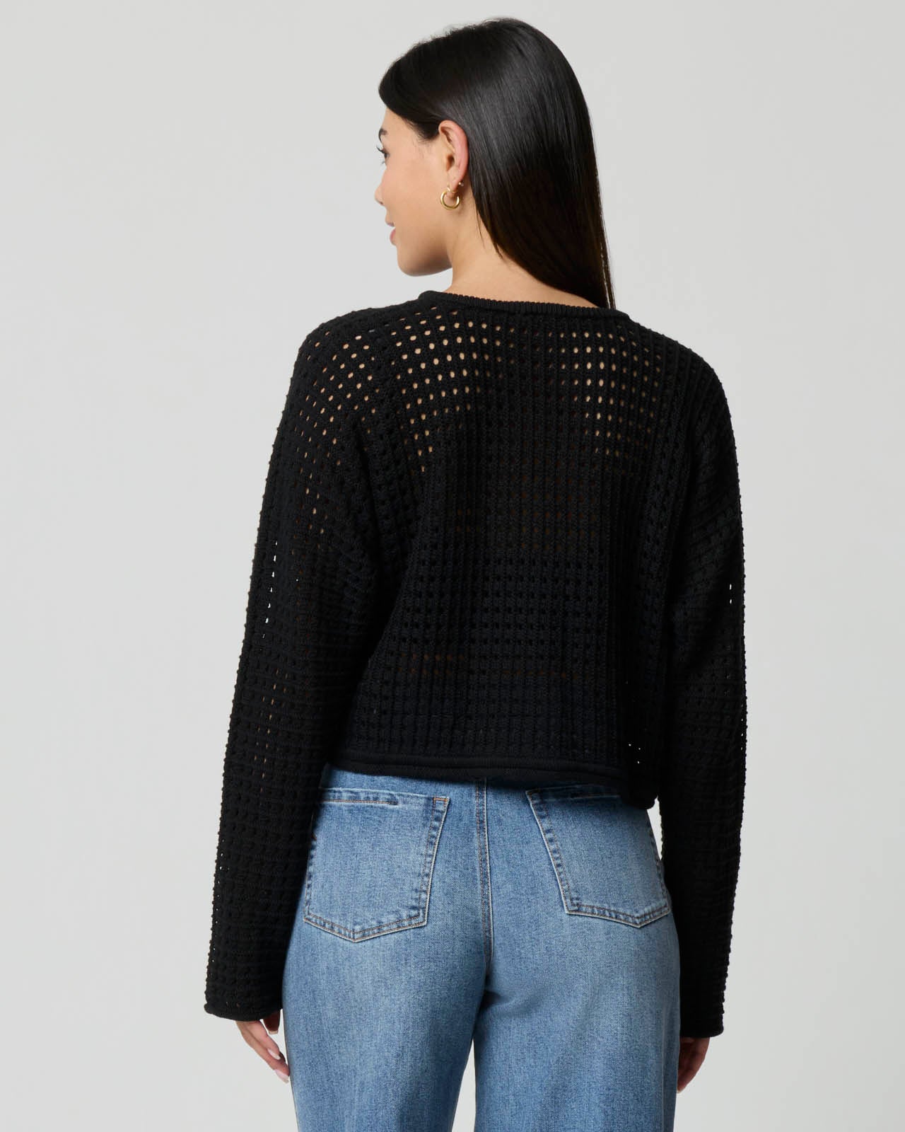 Tie Neck Open Knit Sweater - Image 3